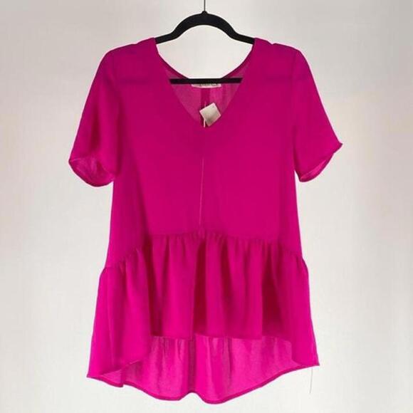 caramela Tops - Chic Pink Peplum Top - Stylish & Comfortable